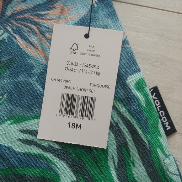 VOLCOM Baby NEW Beach Linen Shirt & Shorts Set - Picture 9 of 9